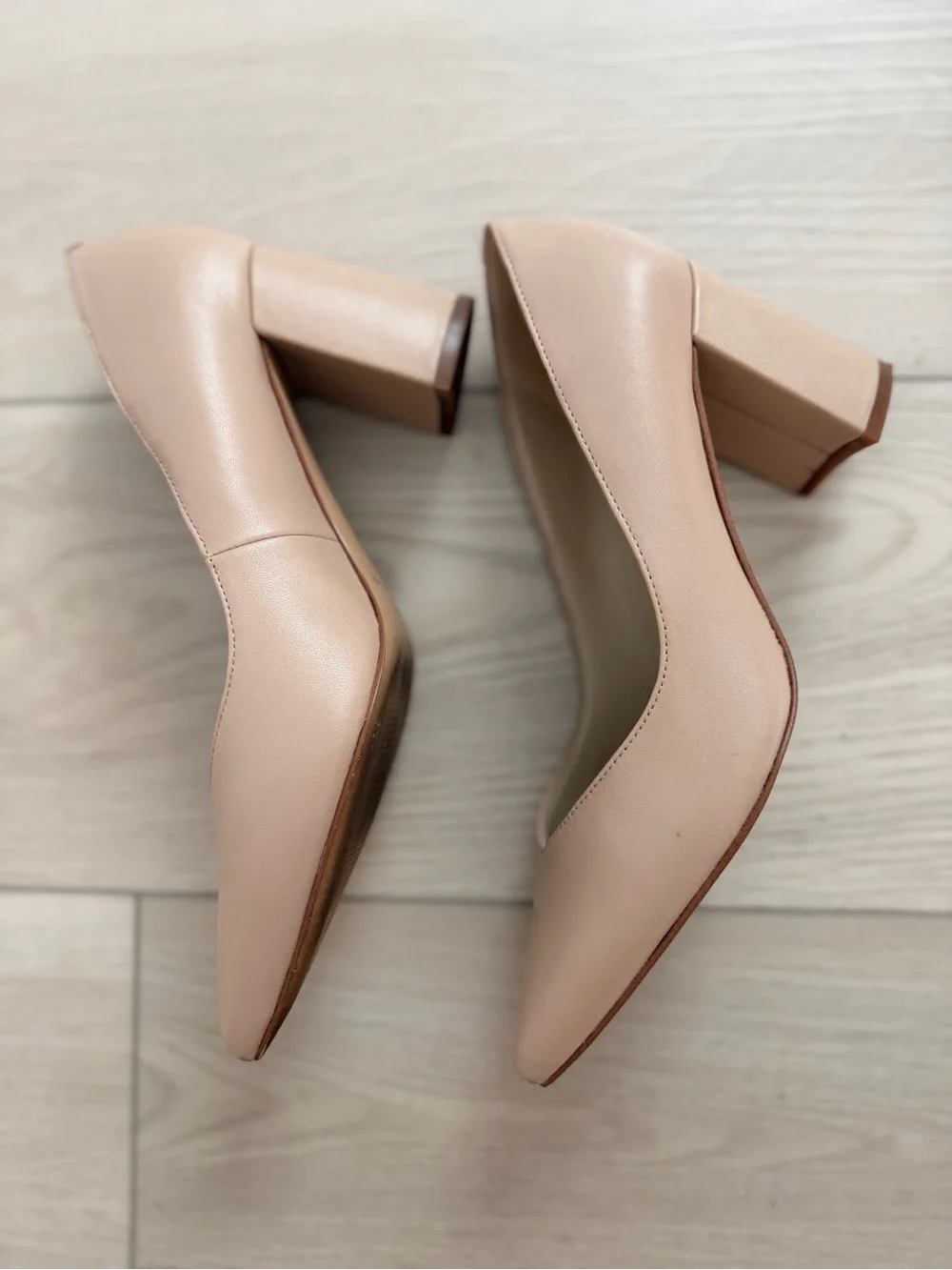 Marc Fisher Blush Nude Pointed-Toe Leather Pumps